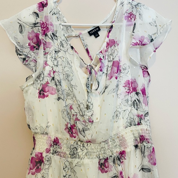 Torrid Floral Maxi Dress - Pink and Cream - Picture 2 of 16